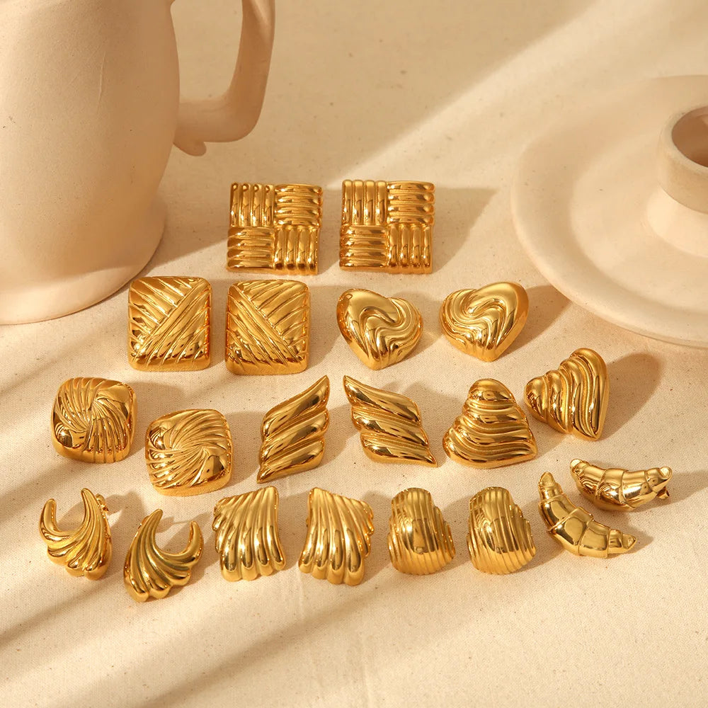 S&S Geometric Line Stud Earrings | 18K Gold Plated | S&S