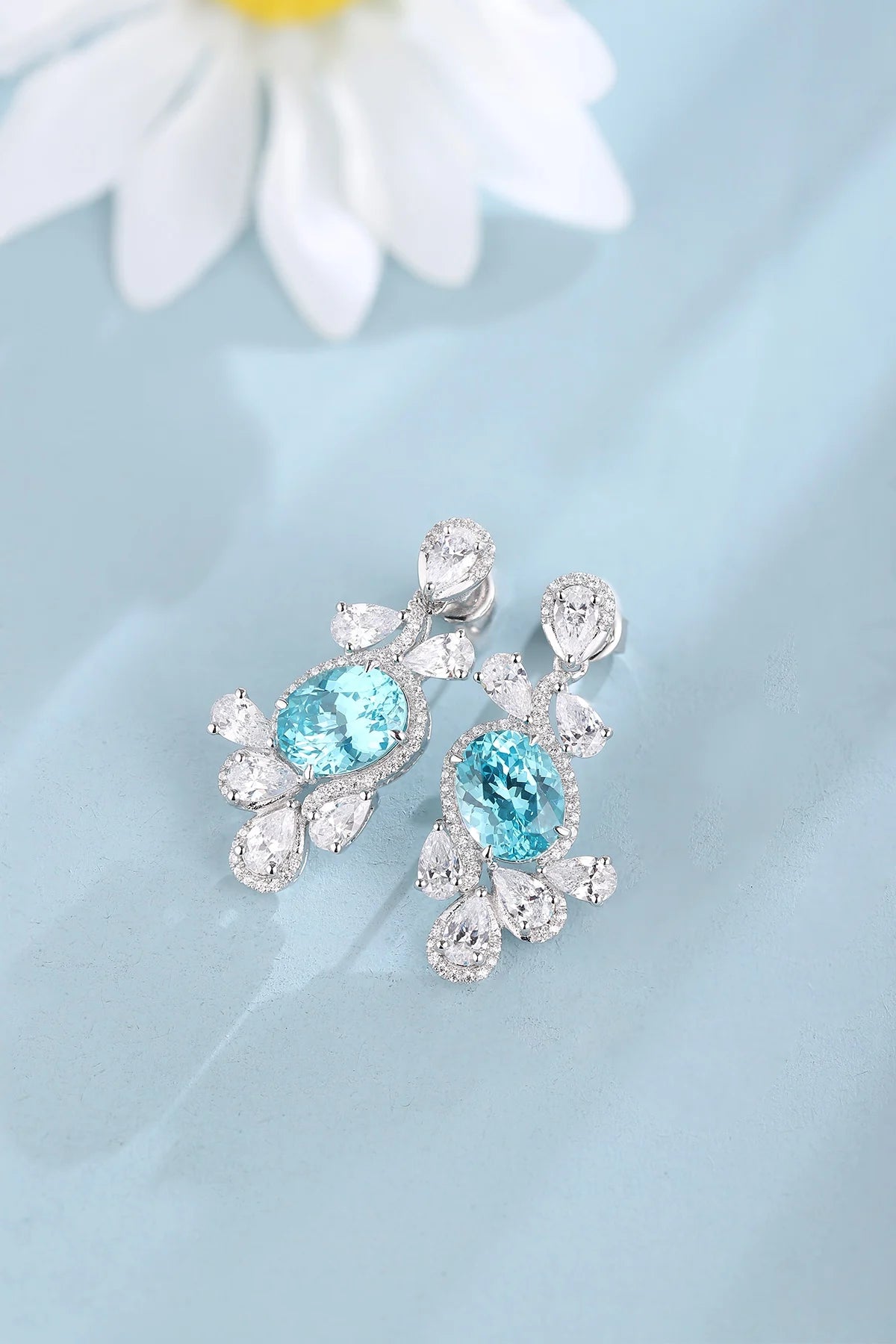 Gemfiori Vintage 925 Sterling Silver Drop Earrings Rhodium Emerald Cut Lab Grown Gemstones Women's Ready Ship Wedding Gift Claw Setting