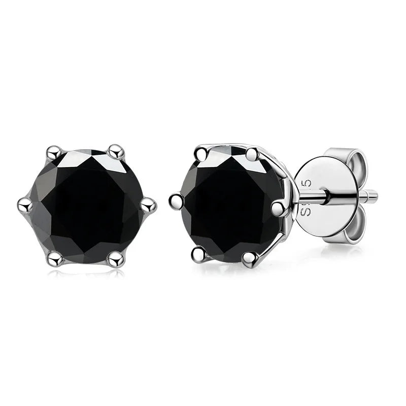Classic 6.5mm 2ct Moissanite Stud Earrings 6 Prongs Set with 925 Sterling Silver VVS Diamond Moissanite Stud Earrings for Women