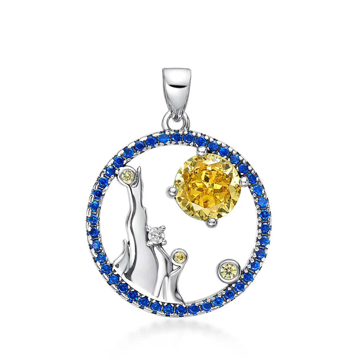 S&S 925 Silver Geometric Pendant Necklace | Diamond & Crystal Collection