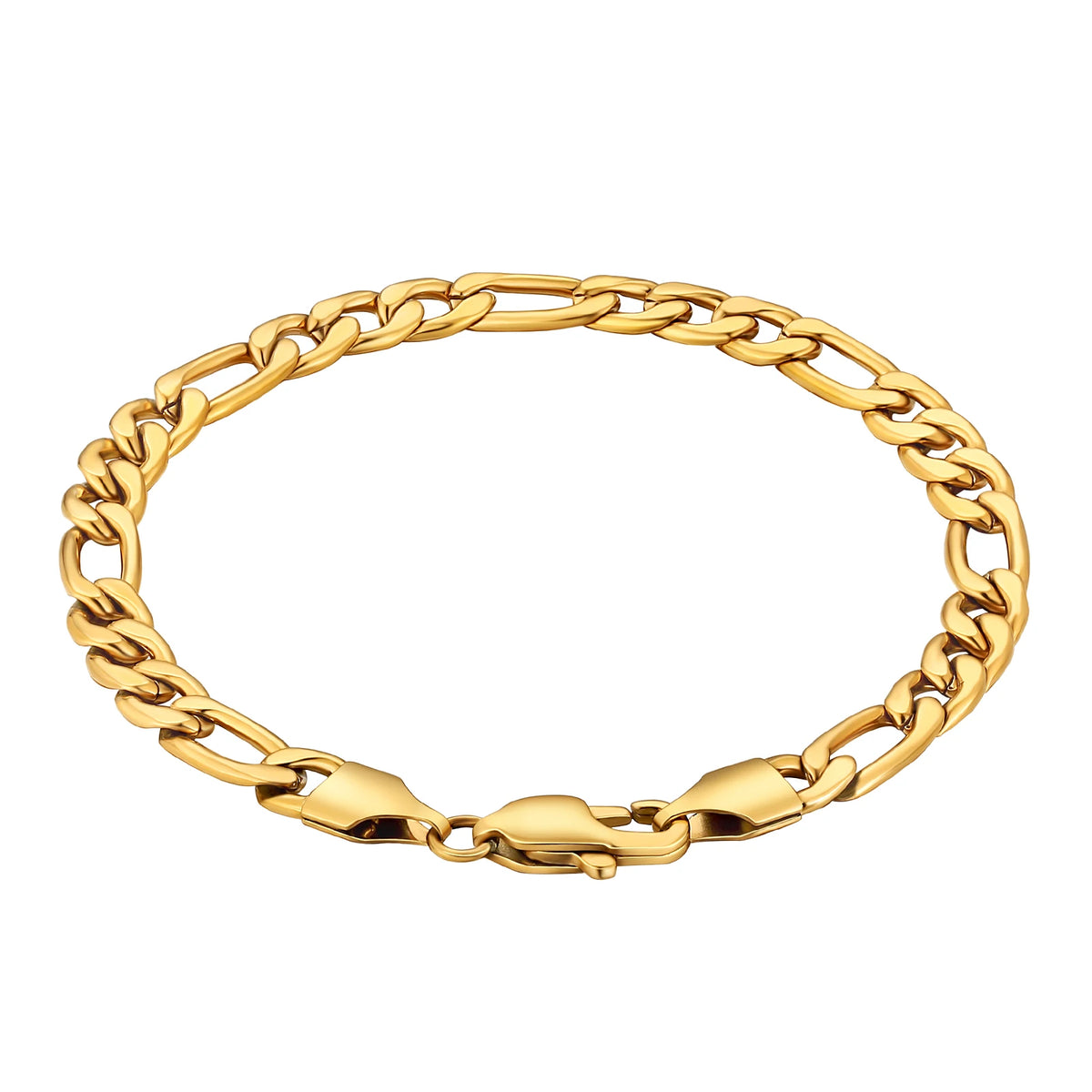 BiG-BOSS 5mm 3mm Women Simple Cuban Link Chain Men Jewelry Classic 18K Real Gold Plated 316L Stainless Steel Figaro Rope Bracelet