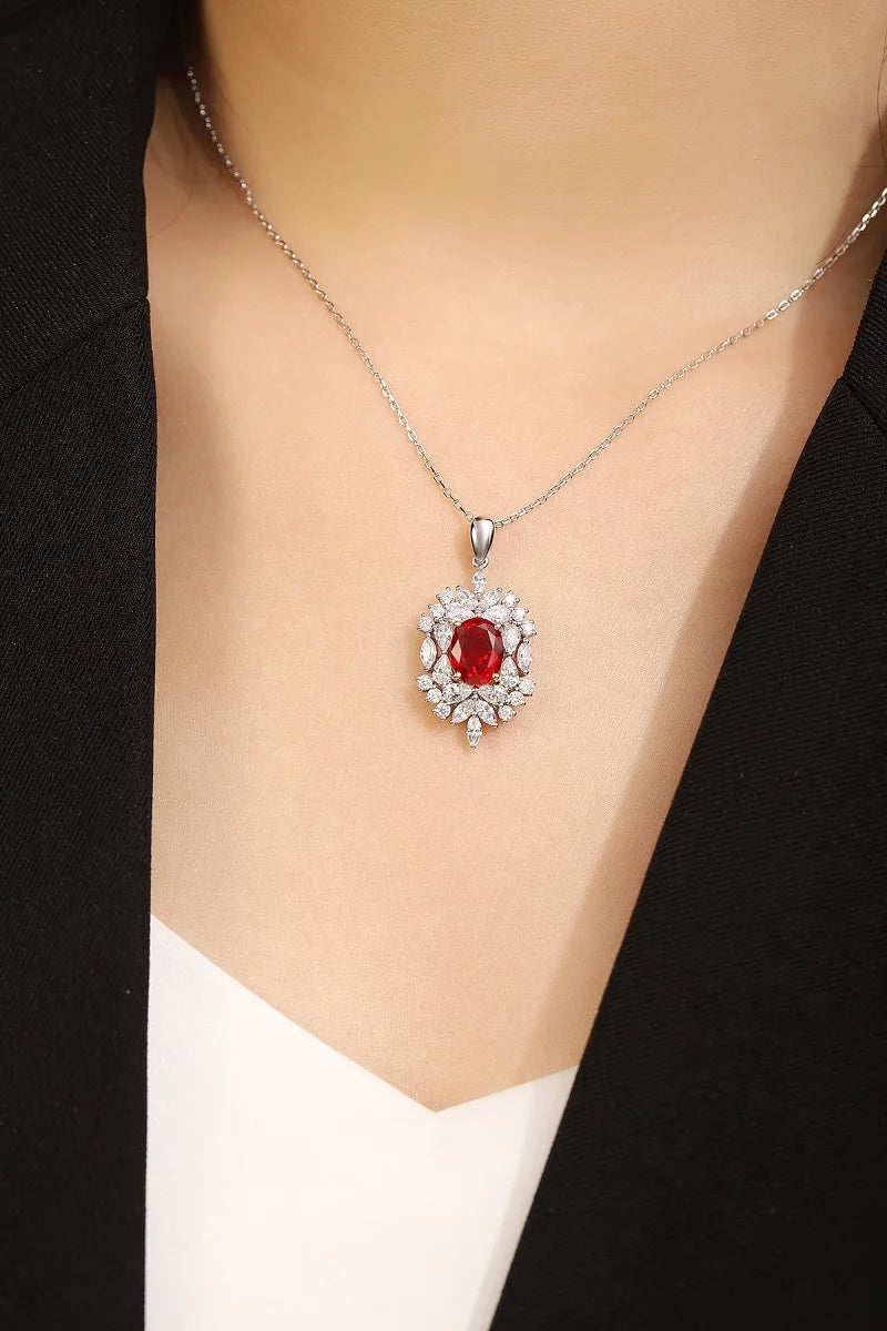 Gemfiori Oval 9*7mm 2.15ct Pigeon blood Lab Ruby 18k gold pendant Necklace Shenzhen custom jewelry manufacturer Wuzhou Gemfiori