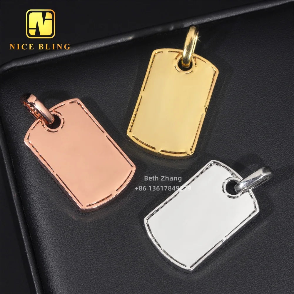 RTS Iced Out Jewelry 18K Gold Plated Brass Pendant 5a CZ Diamond Hip Hop Dog Tag Pendant for Men Women