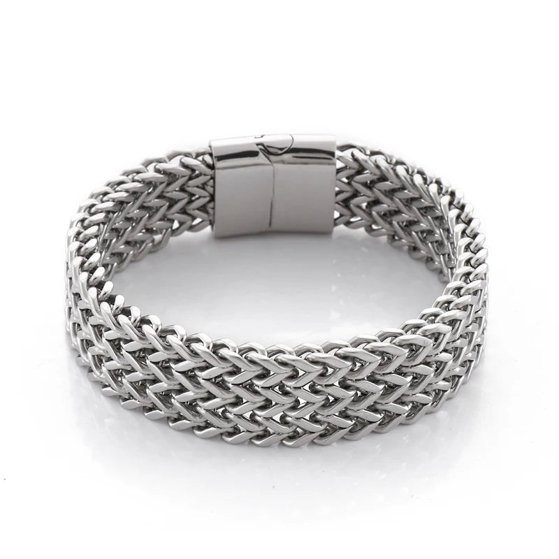 KALEN Punk Trendy Mesh Bracelets Men 316L High Quality Stainless Steel Bracelet Jewelry