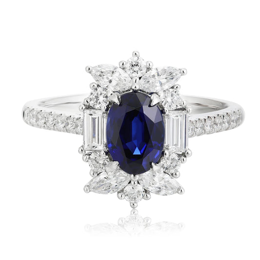 Gemfiori Support Customization Sapphire Women High-end Fashion Material White Gold Use in Party Wedding Gift Anniversary Gemstone Rings