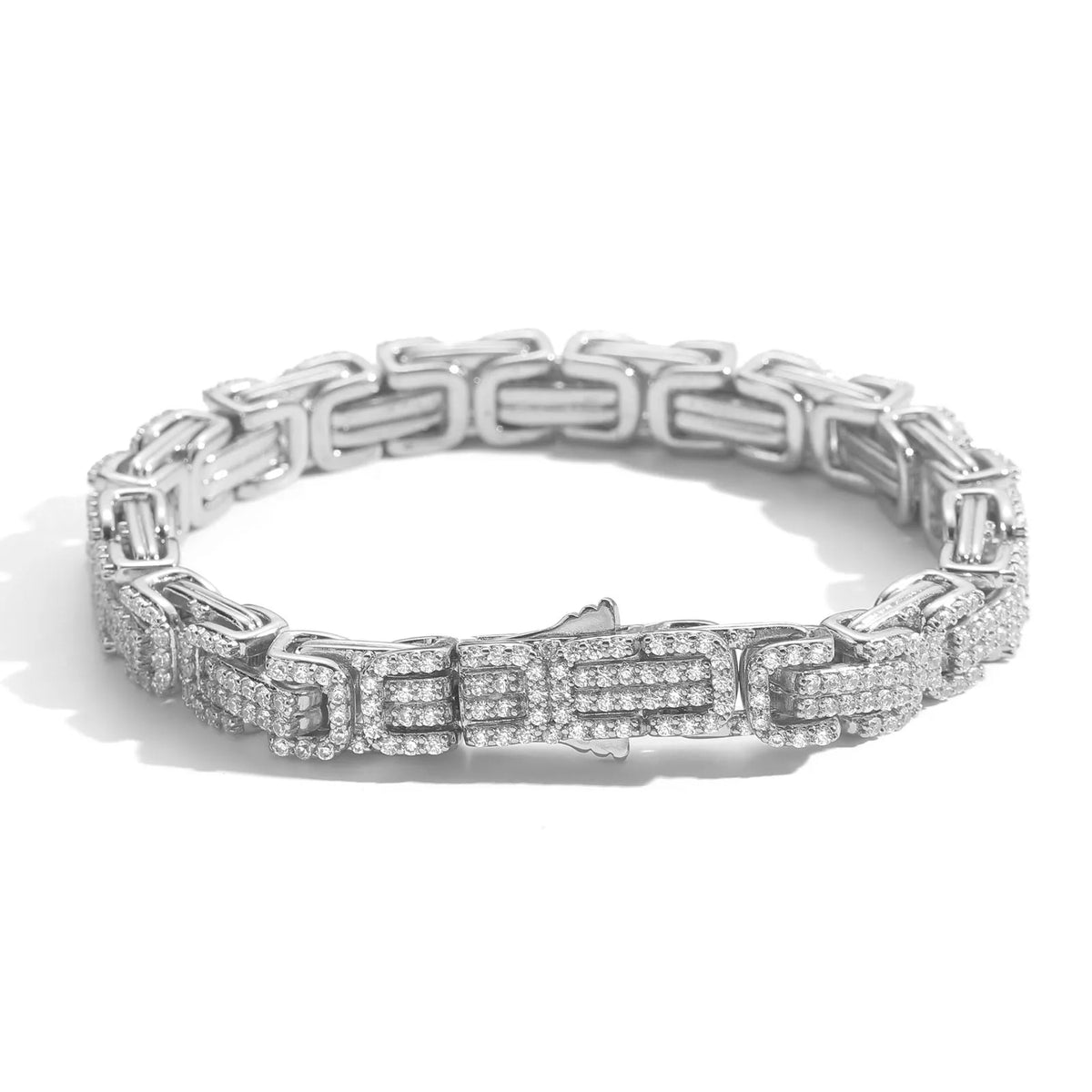 Gem-Island 2024 New 9MM Wide Byzantine Bracelet Micro-zircon Men Accessories Bracelet
