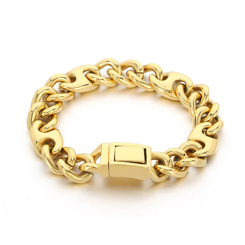 REBEL Trendy Fine Jewelry Fashion Bracelets Men Stainless Steel Novel Cuban Links Bracelet Bangle