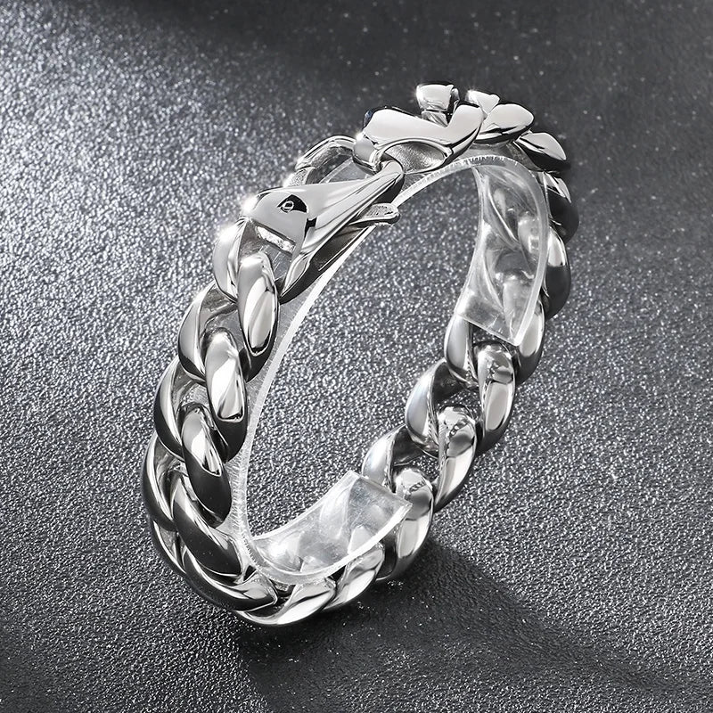 KALEN Fine Jewelry Fashion Bracelets Men Stainless Steel Polished Classic Cuban Links Bracelet Bangle