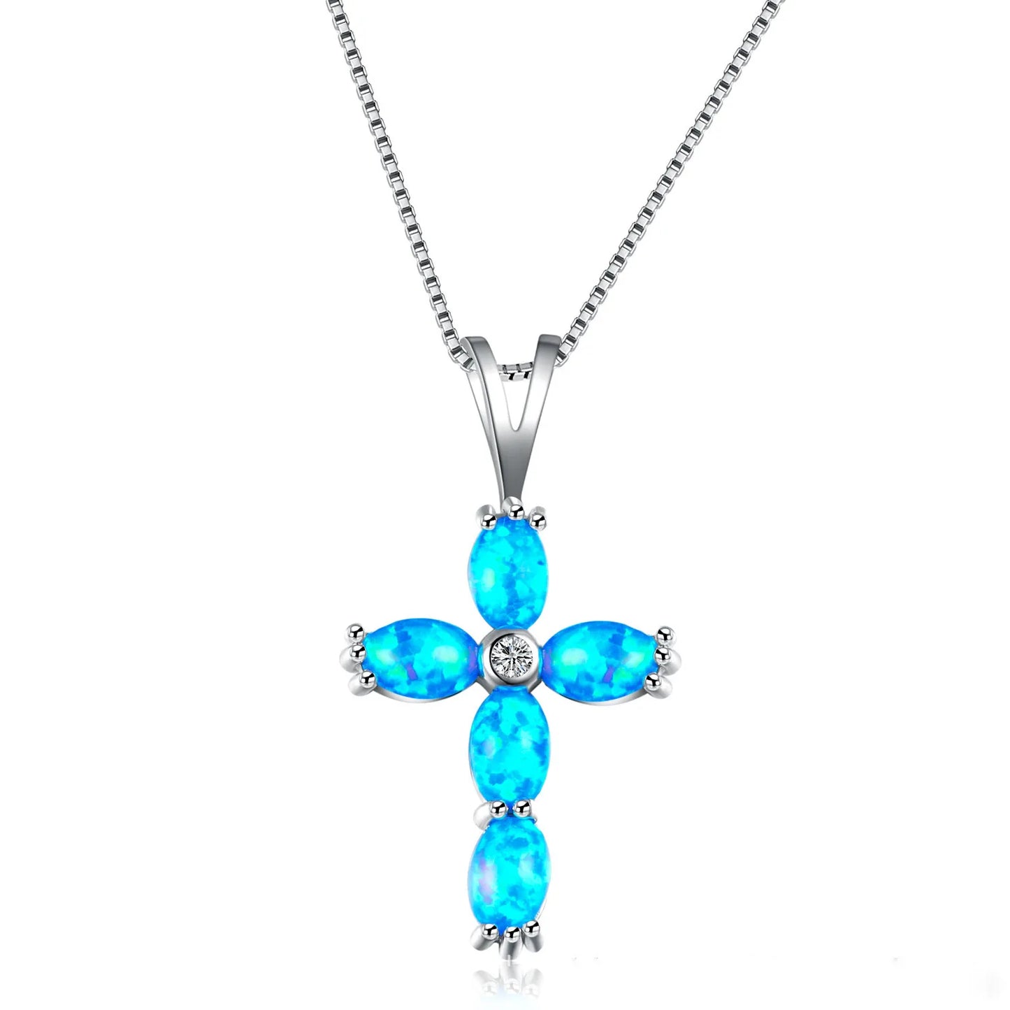 Aobao Cross Pendant Opal Necklace Jewelry Wholesale Inlaid with Opalv