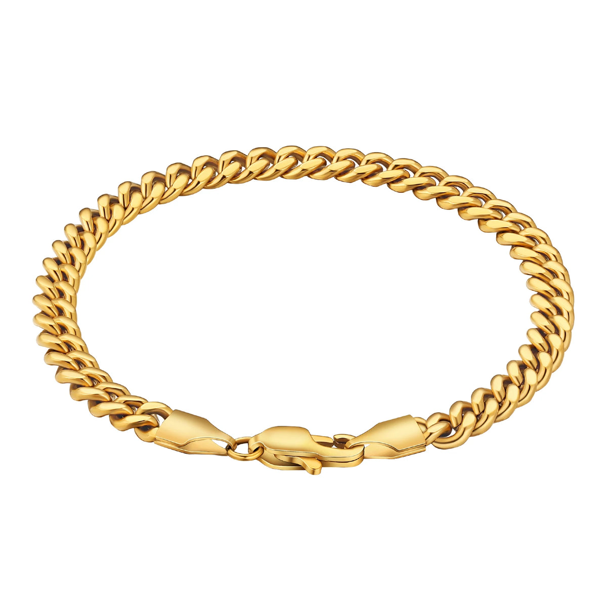 BiG-BOSS 5mm 3mm Women Simple Cuban Link Chain Men Jewelry Classic 18K Real Gold Plated 316L Stainless Steel Figaro Rope Bracelet