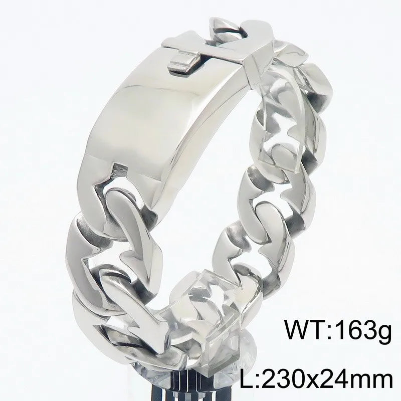 REBEL Trendy Fine Jewelry Fashion Bracelets Men Stainless Steel Polished New Cuban Links Bracelet Bangle