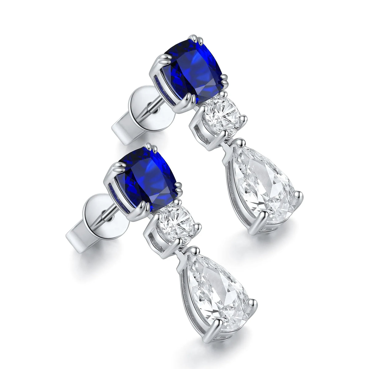 Gemfiori Anster High Quality S925 Lab Grown Sapphire Earring Stud Dainty Gemstone Stud Earrings for Women Daily Wear Gift