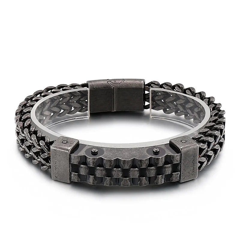 KALEN Punk Personality 18K Gold Plating Woven Chain Bracelets Men Stainless Steel Jewelry Bracelet