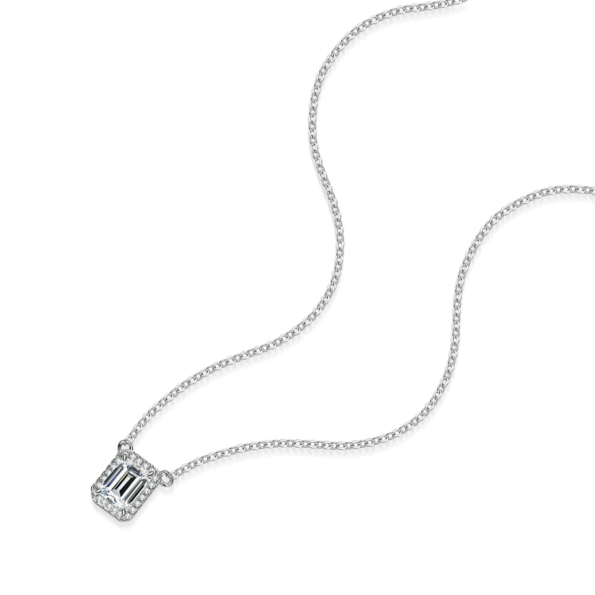 ArtistA Famous Jewellery S925 Silver 2 Carat Emerald Cut Moissanite Ring Pendant Necklace Earrings Jewelry Set for Women