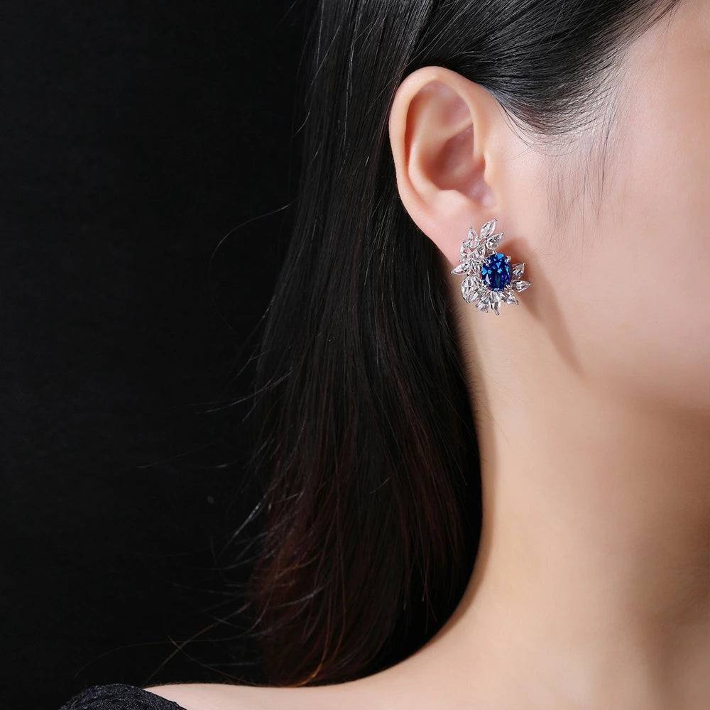 MUSHAN Jewelry Factory Pure Silver Stud Earrings With High-End Feel Electroplated Gold High Carbon Diamond Earrings
