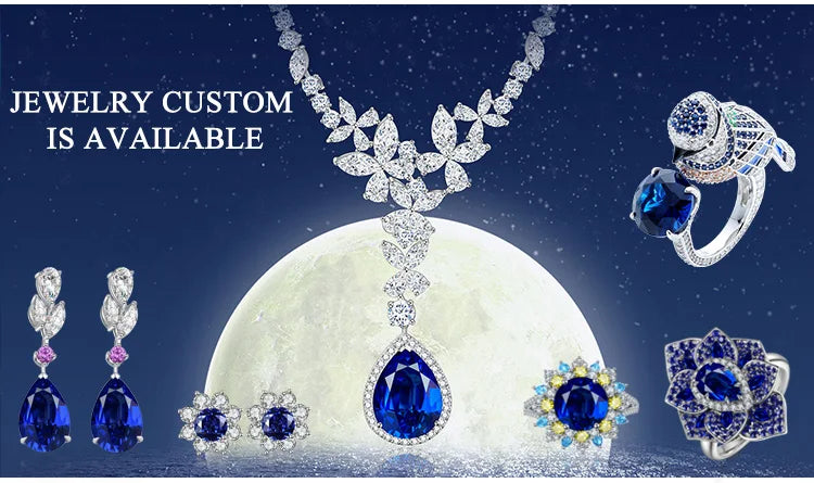 Gemfiori 925 Silver 2.2ct Lab Sapphire Stud Earrings Set for Women Wedding Party Engagement