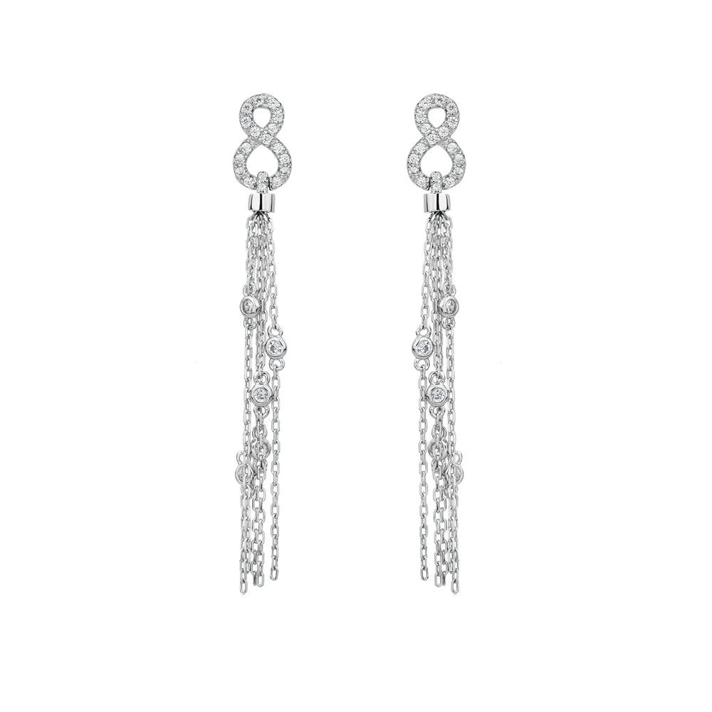 SILVERELLI High Carbon Diamond Tassel Charm Earrings | S925 Sterling Silver | Classic Geometric Light Luxury