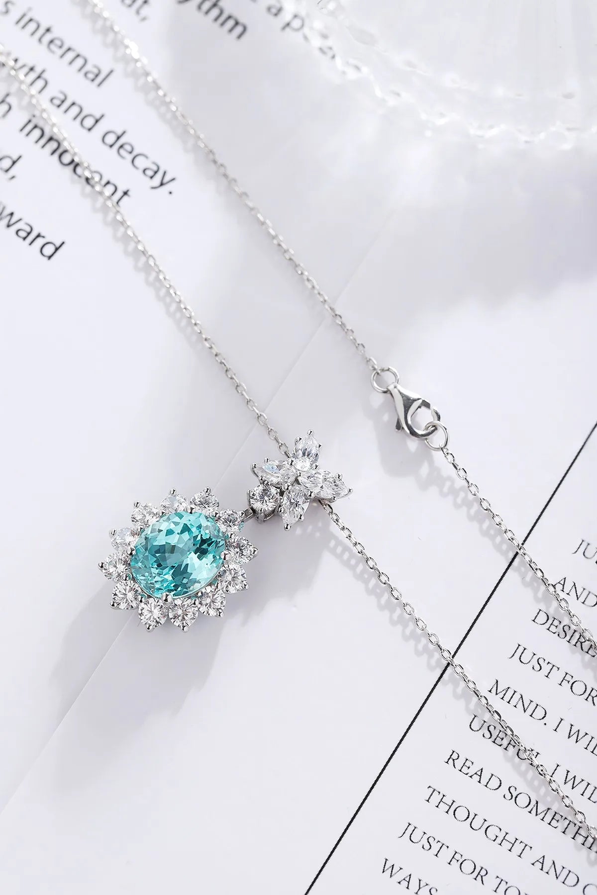 Gemfiori Anster 925 Sterling Silver High-quality Cultivated Paraiba Necklace - Suitable for Parties or As a Gift