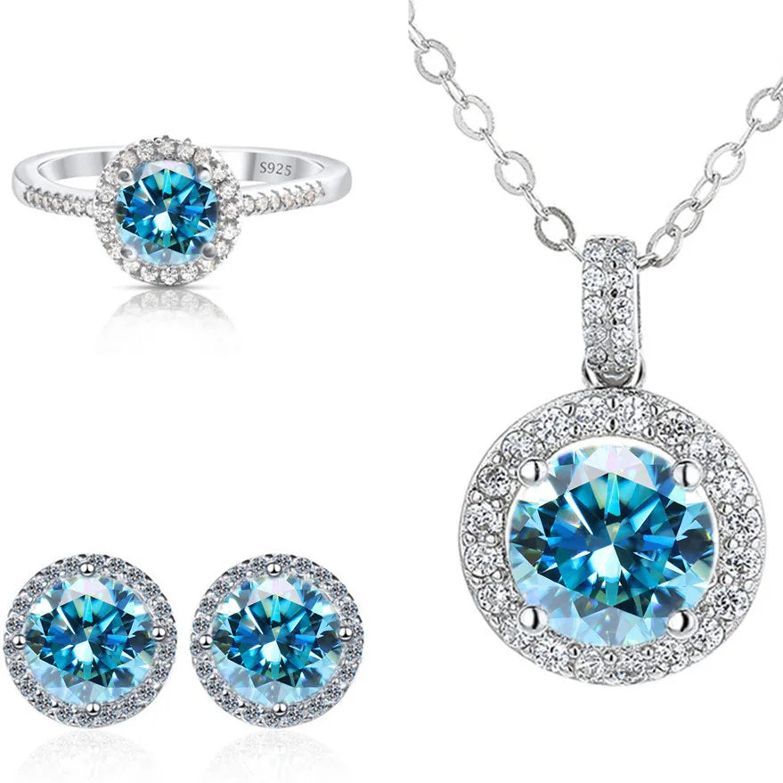 SPECIAL OFFER -REDheart Color Moissanite Party Jewelry Set for Women Necklace Ring Earrings S925 Sterling Silver with GRA Certificate