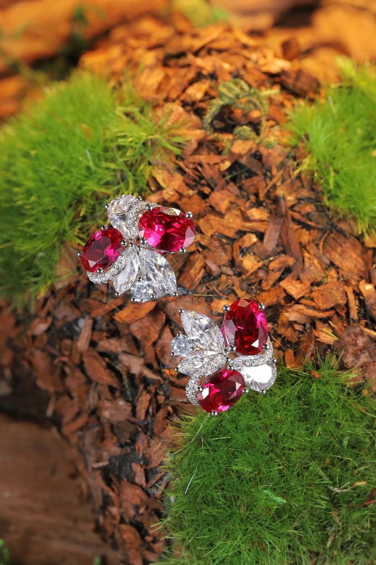 Gemfiori Anster High Quality S925 Lab Grown Ruby Earring Stud Dainty Gemstone Stud Earrings for Women Daily Wear Gift