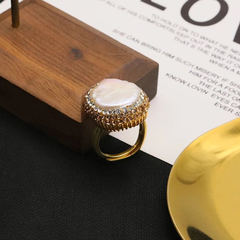 European American 2022 Cross-border New Fashion Ring Creative Personality Luxury Ring Simple Versatile Pearl Rings