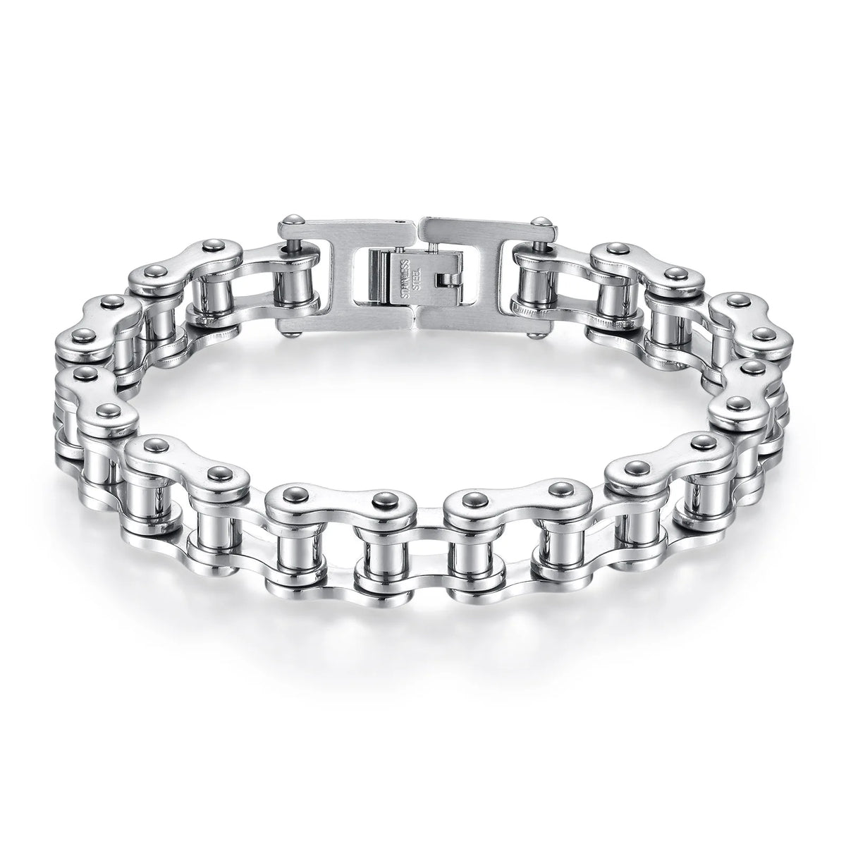 REBEL Hiphop Biker Chain Bracelet Jewelry Sturdy Two Tone Polished Hand Bracelet for Teen Boys Stainless Steel Men Bracelets