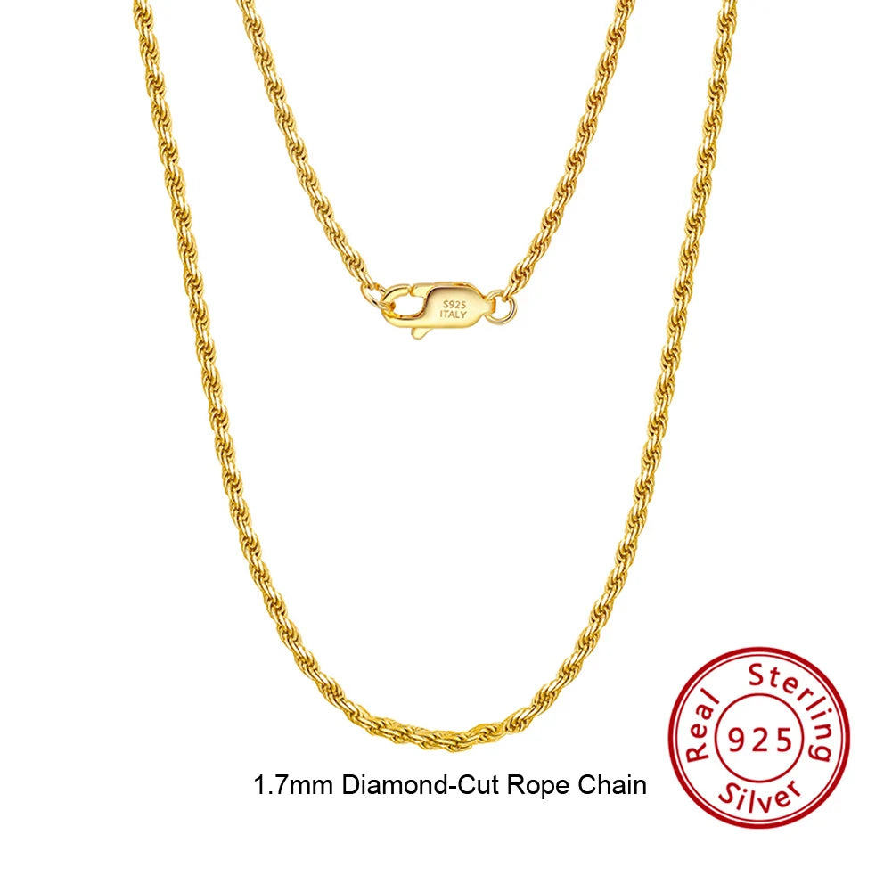 S&S 925 Sterling Silver Diamond-Cut Rope Chain Necklace — 1.2mm to 3.3mm | S&S Collection