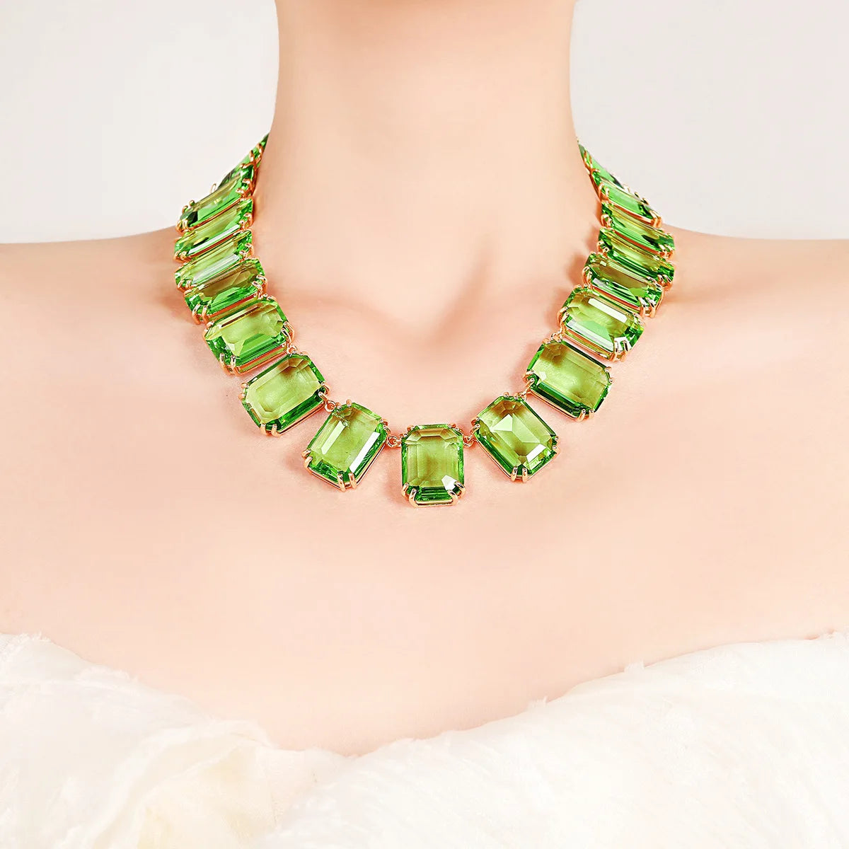 Custom Jewelry Manufacturer Brand Designer Jewelry Set Vintage Big Blue Green Swarov Ski Crystal Necklace Earrings Sets