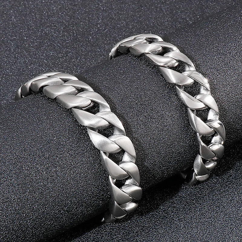 KALEN 15mm Casting Stainless Steel Vintage Cuban Bracelet Braccialetti Uomo Acciaio Inox