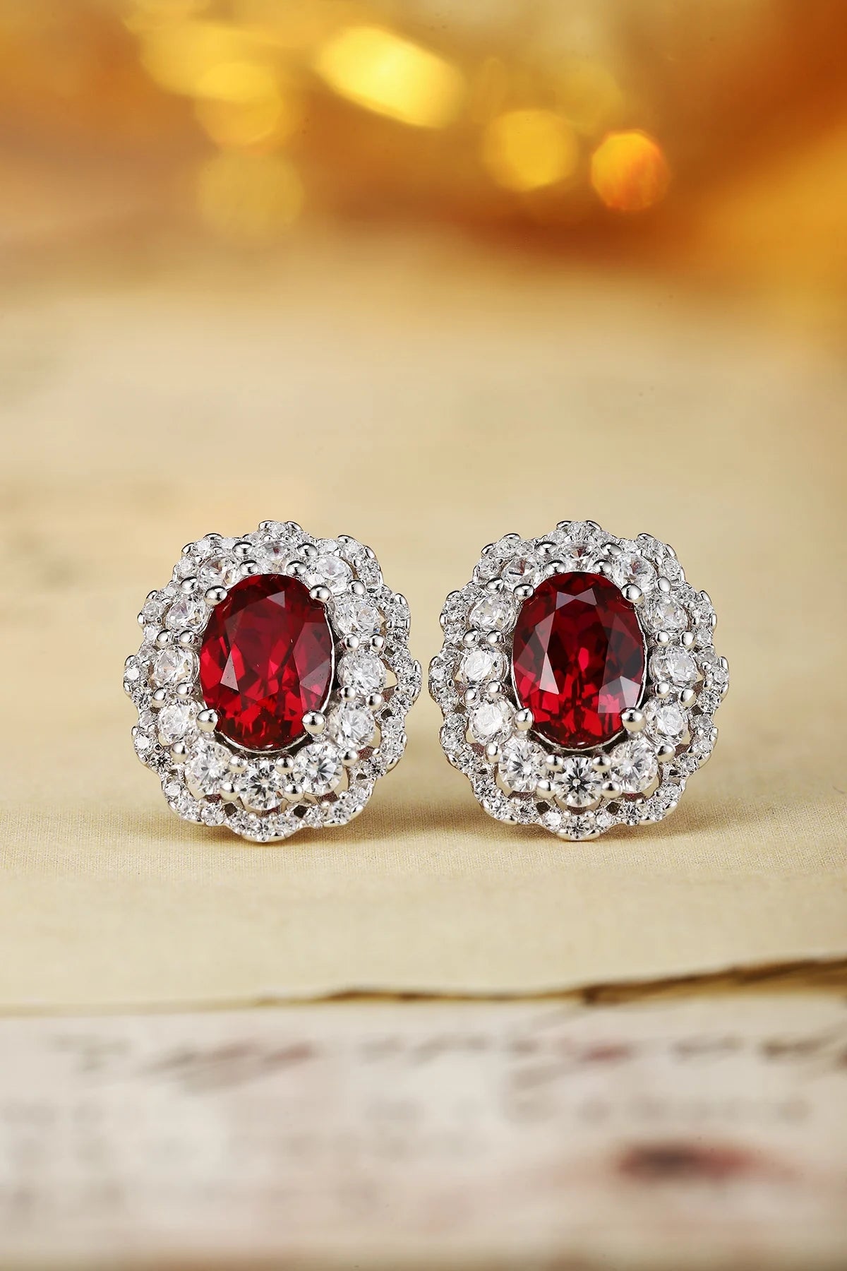 Gemfiori Custom Luxury Jewelry Pt950 Earrings 2ct Platinum Lab Grown Ruby Earrings Studs for Women Engagement Wedding Anti-allergic