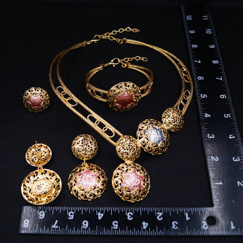 Zhuerrui Italiano Gold Designs Women Jewellery Set Party Fine Costume Jewelry Set Luxury Big Necklace Jewellery Sets X0009130