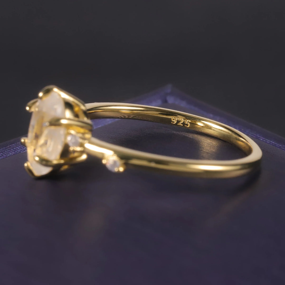 ArtistA OL1041 Abiding Six Prong Faceted Gemstone Milky Blue Moonstone Natural Stone Sterling Silver Wedding Rings