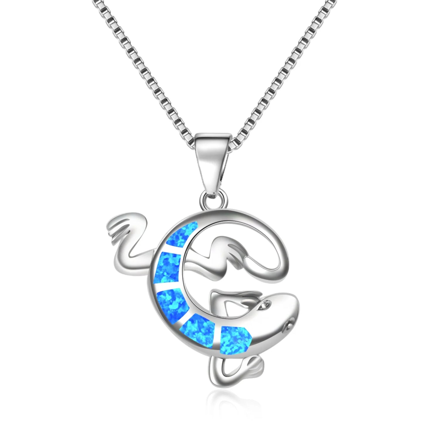 TikTok INS Wind Hawaii Beach Explosion Opal Gecko  Necklace Cute Style Children's Wholesale Inlaid Charms