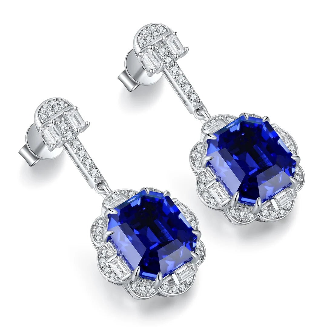 Gemfiori Anster High Quality S925 Lab Grown Sapphire Earring Stud Dainty Gemstone Stud Earrings for Women Daily Wear Gift
