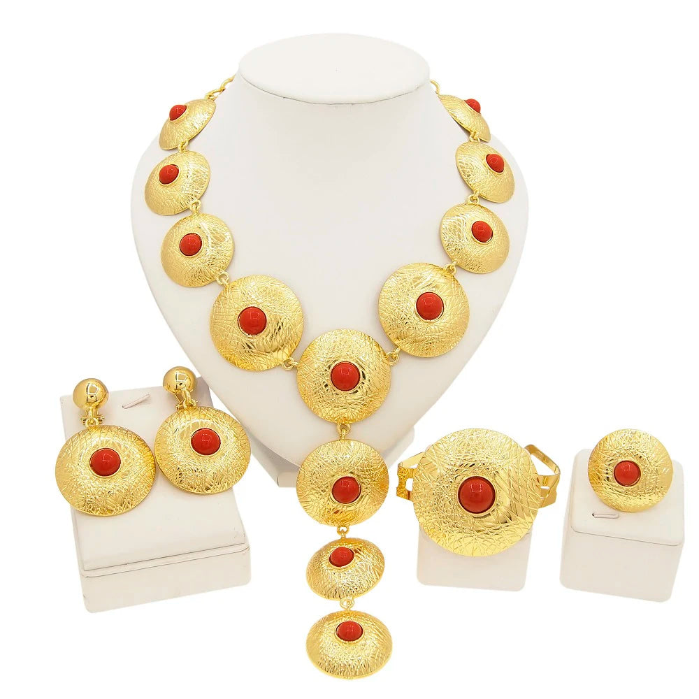 Zhuerrui Italian Gold Plated Jewelry Sets High Quality Brazilian Gold Jewelry Set Necklace Bracelet Chain Jewelry Set H00509
