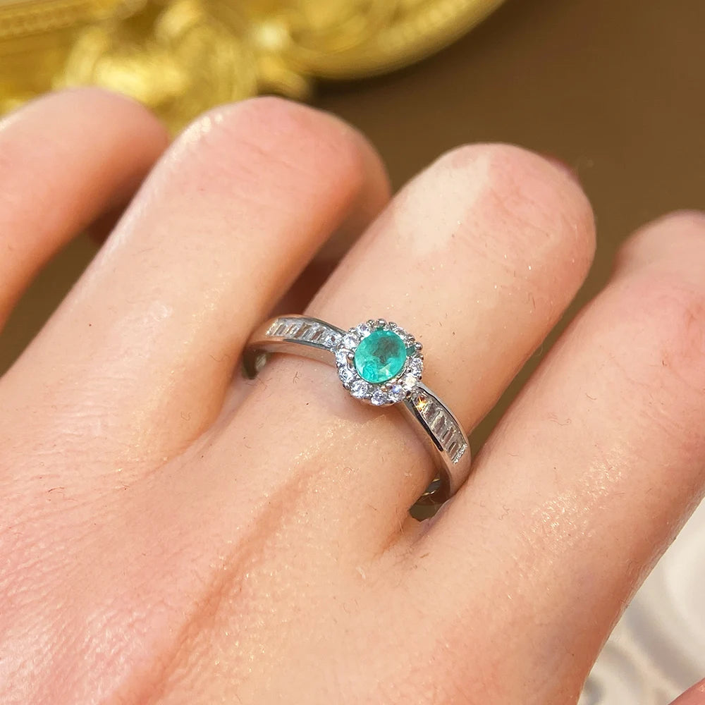 Gioiellieri Natural Emerald Ring for Women S925 Sterling Silver Inlaid Fine Gemstone Jewelry Engagement Wedding Gift