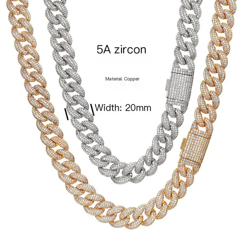 Elegant Men's 18K Gold-Plated Stainless Steel Cuban Chain Necklace-In-Stock Zircon Jewelry for the Chic