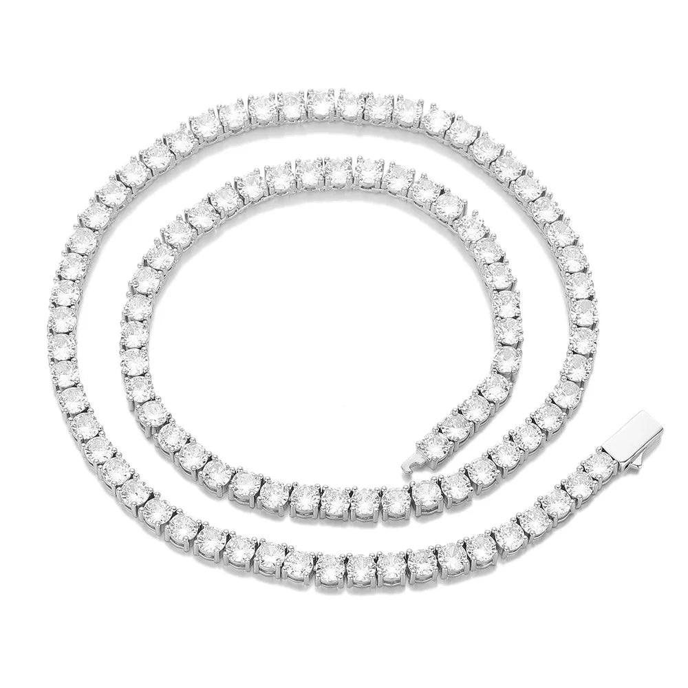 S&S 4mm Iced Out CZ Tennis Chain Necklace — Coloured Zircon | Gold, Silver & Black | S&S Collection