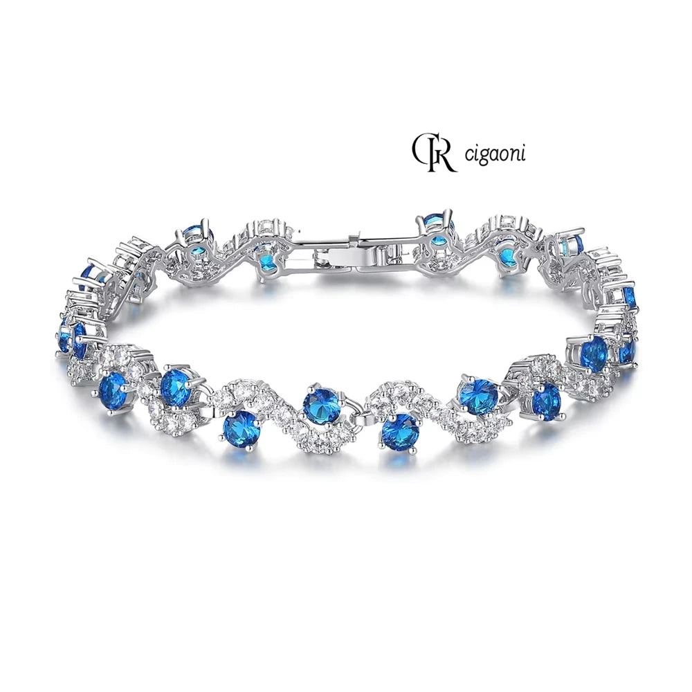 Crystal Fashion Quality Rhinestone Cubic Zirconia Jewelry Rectangle Zircons Tennis Chain CZ Bracelets Bangles for Women