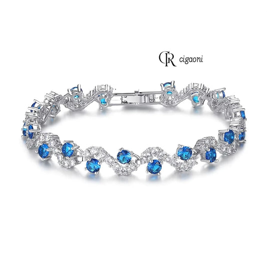 Crystal Fashion Quality Rhinestone Cubic Zirconia Jewelry Rectangle Zircons Tennis Chain CZ Bracelets Bangles for Women
