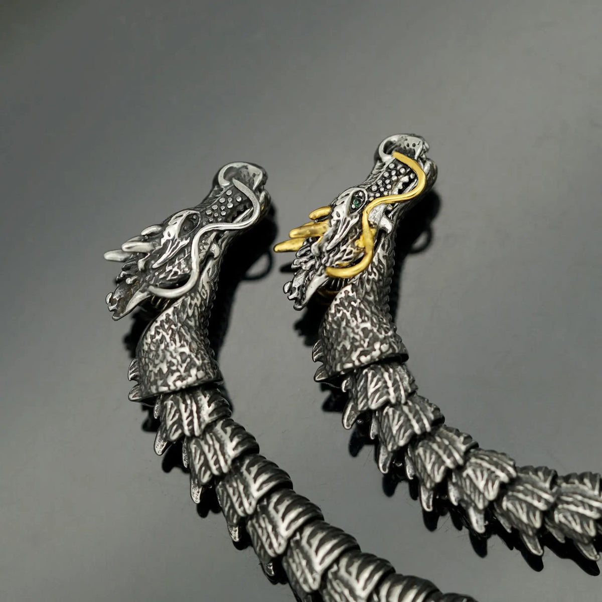 REBEL Bulk Order Stainless Steel Punk Style Vintage Antiquated Dragon Bracelet for Men Custom Packaging