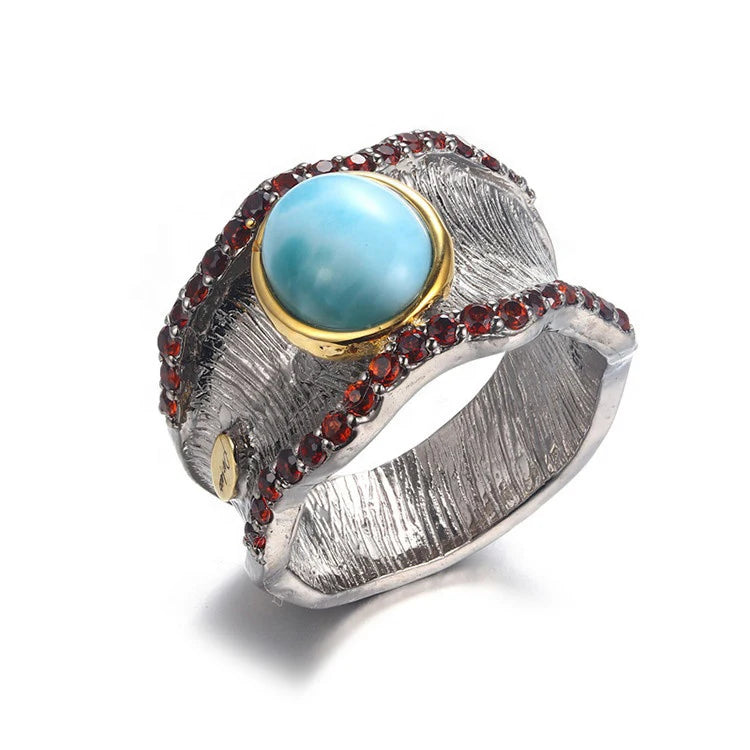 OEM/ODM Handmade Gold Plated High Quality Fashion Garnet Party Rings