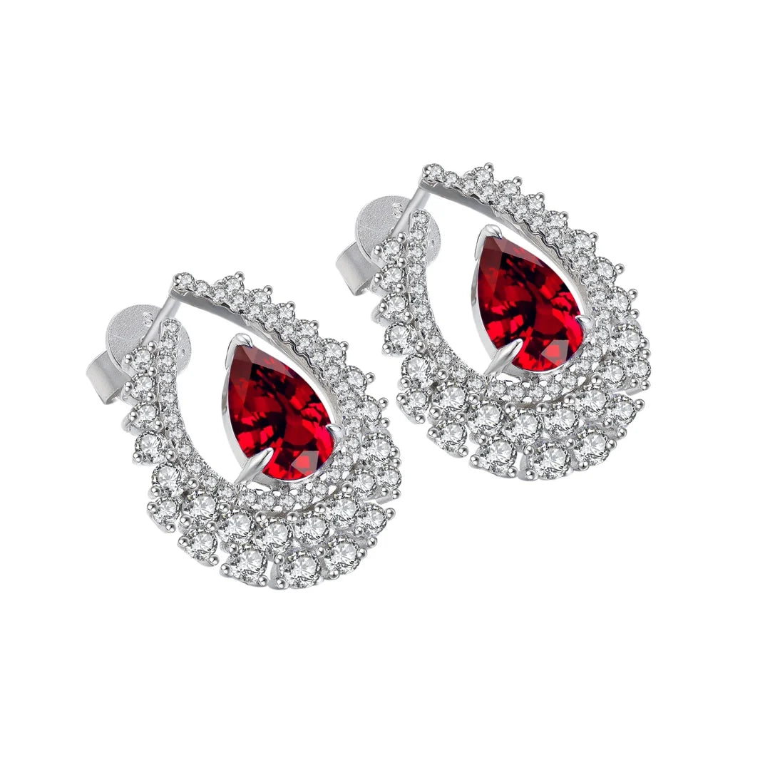 Gemfiori Anster High Quality S925 Lab Grown Ruby Earring Stud Dainty Gemstone Stud Earrings for Women Daily Wear Gift