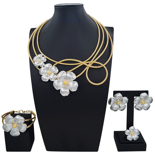 Zhuerrui Italiano Gold Designs Women Jewellery Set Party Fine Costume Jewelry Set Luxury Big Necklace Jewellery Sets X0010930