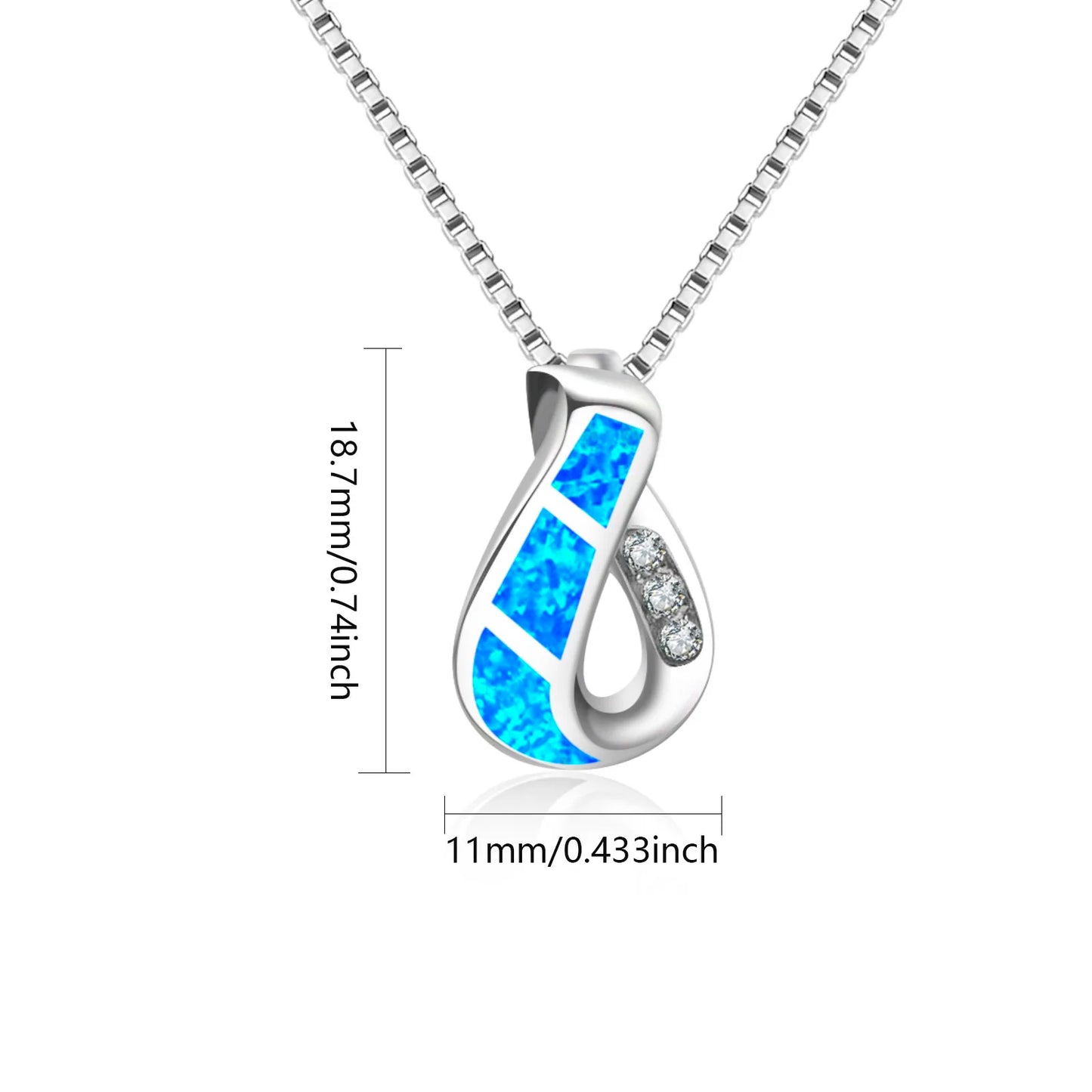Geometric Opal Copper Box Chain Christian Necklace Aobao Gift