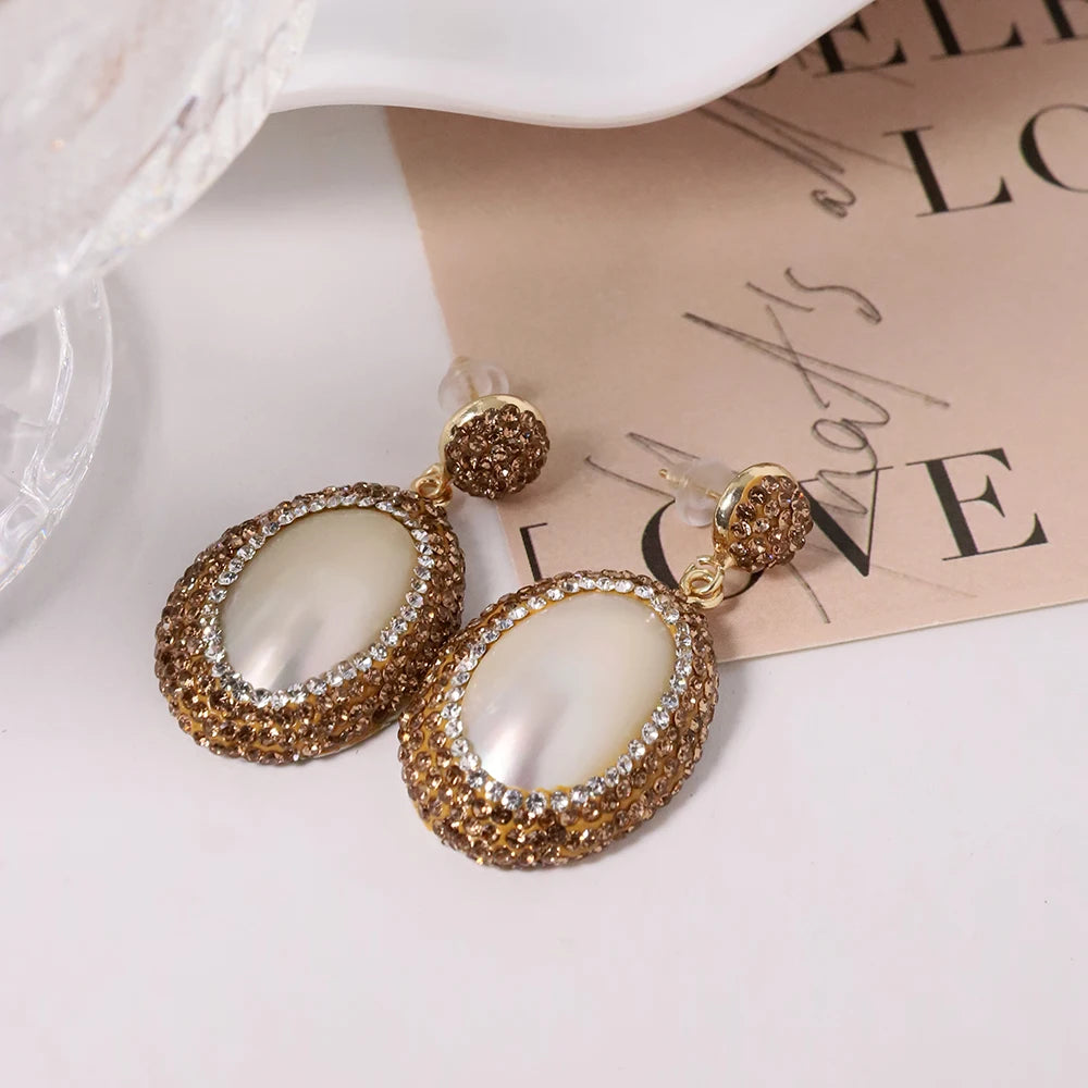 Natural Freshwater Pearls Multi Color Mud Inlaid Earrings Sparkling Zircon Embellishments Earrings Wedding Gifts for Women