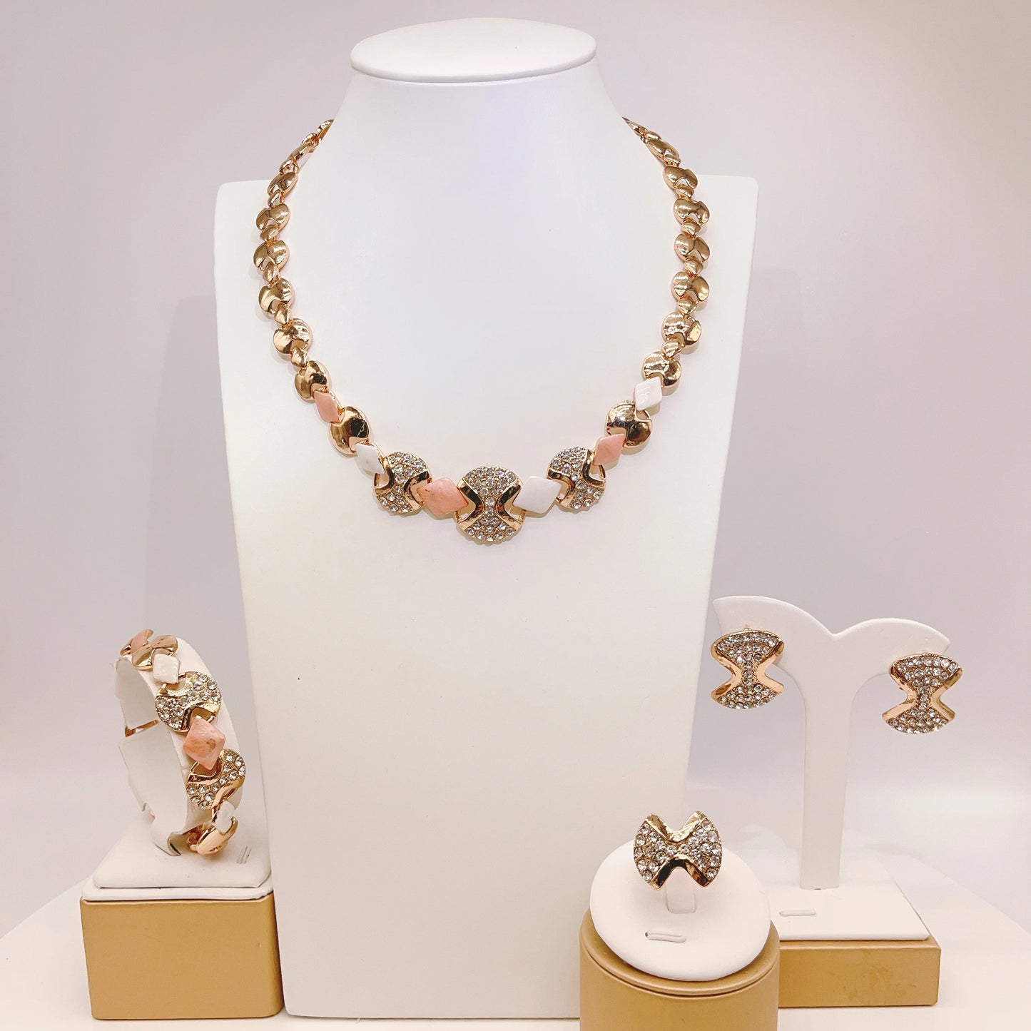 Zhuerrui High Quality Luxury Gold Jewelry Sets Multi Color Beads Necklace Jewelry Set Latest Bridal Wedding Gifts HA23244