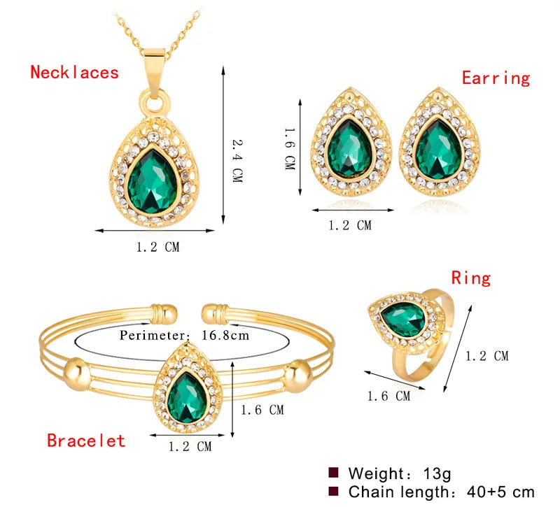 RFJEWEL Factory Low Price New Arrival Necklace Set Delicate Alloy Multi-color Drop Necklace Earring Jewelry Wholesale Four Sets