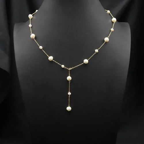 Natural Freshwater Pearl Choker Necklace Gold Plated Tassel Necklace for Women Bridal Wedding Luxury Fashion Fine Jewelry