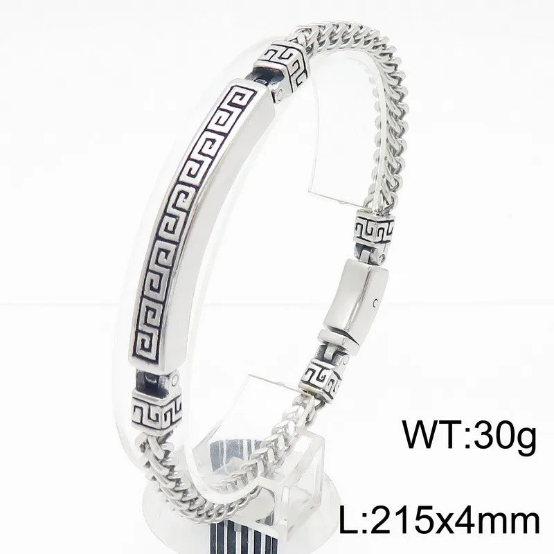 KALEN Gothic Fashion Bracelets Mens Stainless Steel Herringbone Links Bracelet